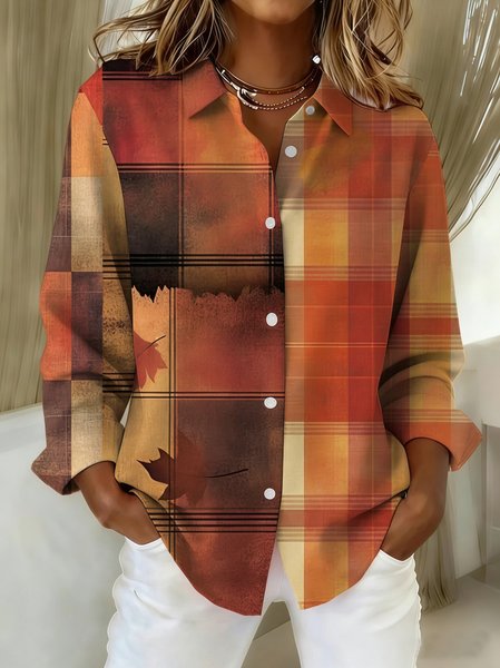 Shirt Collar Long Sleeve Plaid Regular Loose Shirt For Women, Orange, Shirts
Shirt Collar Long Sleeve Plaid Regular Loose Shirt For Women, Orange, Shirts