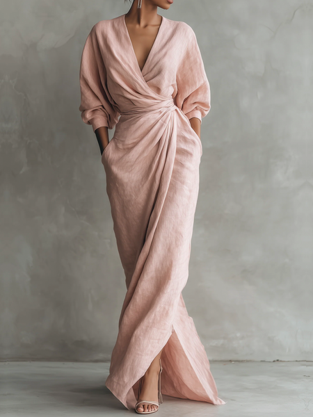 Vacation Plain V Neck Maxi Dress Belt, Pink, Maxi Dresses
Vacation Plain V Neck Maxi Dress Belt, Pink, Maxi Dresses