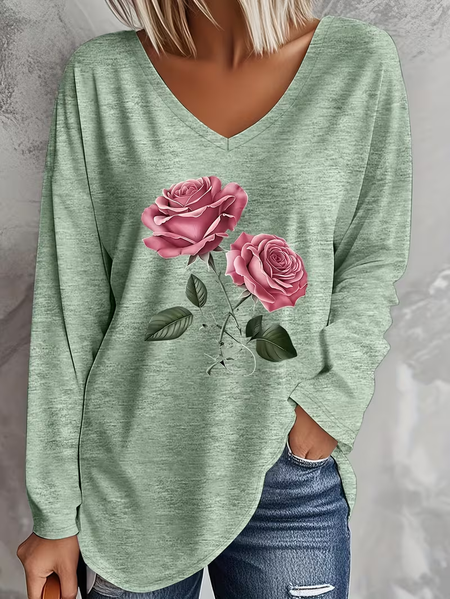 Women Floral Long Sleeve Tee T-shirt V Neck Printing Casual Graphic Tee Spring/Fall Top, Green, T-Shirts
Women Floral Long Sleeve Tee T-shirt V Neck Printing Casual Graphic Tee Spring/Fall Top, Green, T-Shirts
