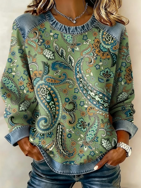 Vintage Crew Neck Paisley Sweatshirt Printing, Green, Hoodies & Sweatshirts
Vintage Crew Neck Paisley Sweatshirt Printing, Green, Hoodies & Sweatshirts