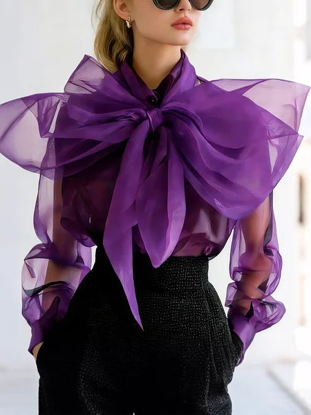 Elegant Plain Bow Blouse, Purple, Blouses and Shirts
Elegant Plain Bow Blouse, Purple, Blouses and Shirts