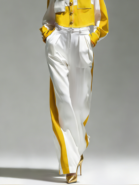 Urban Color Block Wide Leg Pants, Yellow, Pants
Urban Color Block Wide Leg Pants, Yellow, Pants