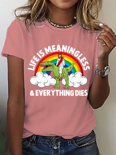 Casual Cartoon Crew Neck Short Sleeve T-shirt, Orange pink, T-shirts
Casual Cartoon Crew Neck Short Sleeve T-shirt, Orange pink, T-shirts