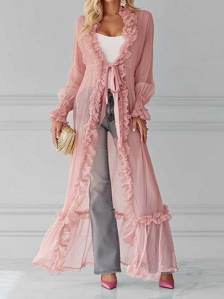 Urban Peplum Plain Lotus Leaf Collar Kimono, Pink, Kimonos
Urban Peplum Plain Lotus Leaf Collar Kimono, Pink, Kimonos