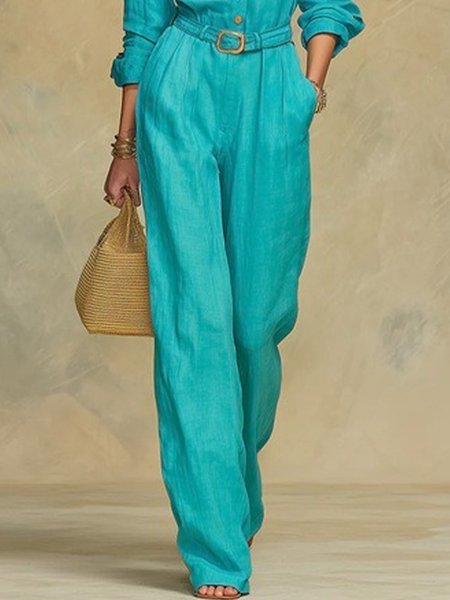 Cotton And Linen Casual Plain Straight Pants, Blue, Pants
Cotton And Linen Casual Plain Straight Pants, Blue, Pants