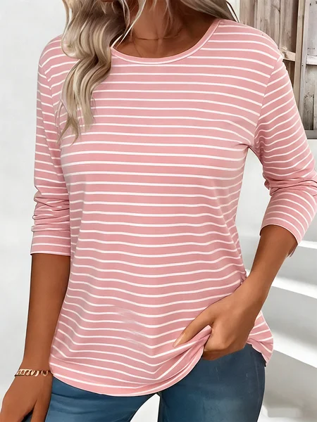 Vintage Striped Crew Neck Long Sleeve T-shirt, Pink, T-shirts
Vintage Striped Crew Neck Long Sleeve T-shirt, Pink, T-shirts