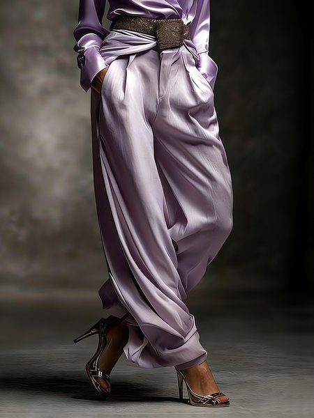 Elegant Plain Bloomers Pants No Belt, Purple, Pants
Elegant Plain Bloomers Pants No Belt, Purple, Pants