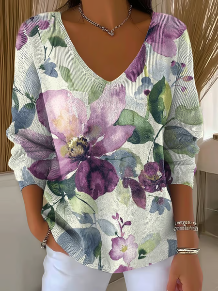 Women Floral Long Sleeve Tee T-shirt V Neck Printing Casual Spring/Fall Top, As picture, T-Shirts
Women Floral Long Sleeve Tee T-shirt V Neck Printing Casual Spring/Fall Top, As picture, T-Shirts