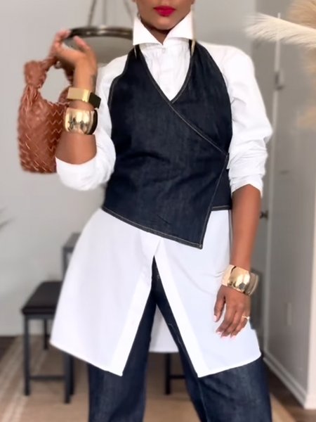 Casual Plain V Neck Denim Vest, Blue, Vests and Gilets
Casual Plain V Neck Denim Vest, Blue, Vests and Gilets