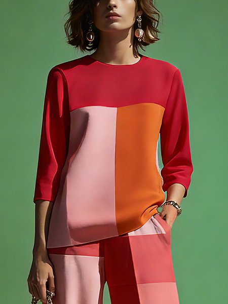 Elegant Plain Printing Crew Neck T-shirt, As picture, Tees
Elegant Plain Printing Crew Neck T-shirt, As picture, Tees