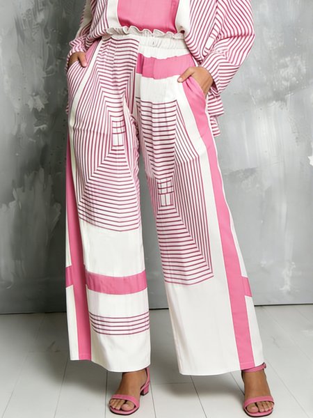 Urban Geometric Printing Wide Leg Pants, Pink, Pants
Urban Geometric Printing Wide Leg Pants, Pink, Pants