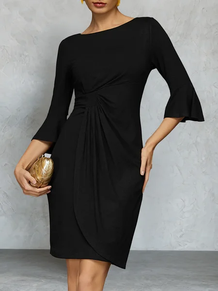 Ruched Waist Elastic 3/4 Sleeve Breathable Dress, Black, Mini Dresses
Ruched Waist Elastic 3/4 Sleeve Breathable Dress, Black, Mini Dresses