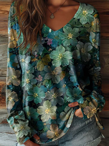 Women Floral Long Sleeve Tee T-shirt V Neck Printing Casual Graphic Tee Spring/Fall Top, Green, T-Shirts
Women Floral Long Sleeve Tee T-shirt V Neck Printing Casual Graphic Tee Spring/Fall Top, Green, T-Shirts
