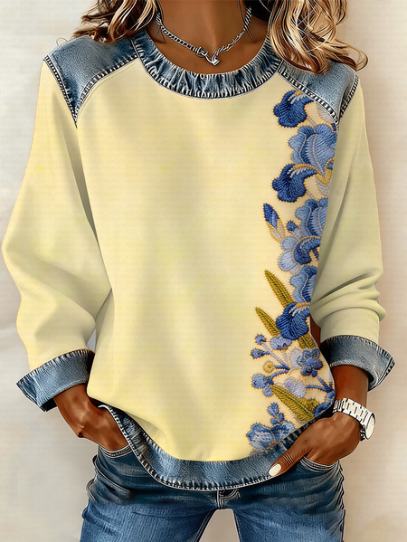 Vintage Crew Neck Floral Sweatshirt Printing, Yellow, Hoodies & Sweatshirts
Vintage Crew Neck Floral Sweatshirt Printing, Yellow, Hoodies & Sweatshirts