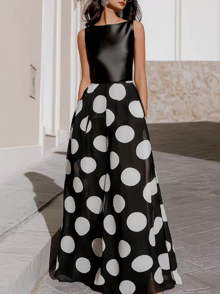 Elegant Polka Dots Printing Boat Neck Maxi Dress, Black, Cocktail Dresses
Elegant Polka Dots Printing Boat Neck Maxi Dress, Black, Cocktail Dresses