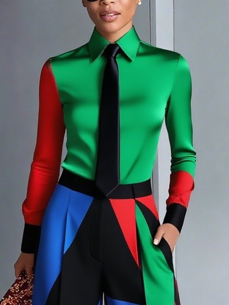 Satin Urban Colorblock Split Joint Shirt Collar Shirt, As picture, Blouses and Shirts
Satin Urban Colorblock Split Joint Shirt Collar Shirt, As picture, Blouses and Shirts