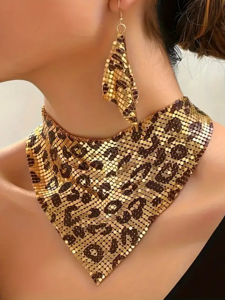 Leopard Print Sequined Triangular Scarf Necklace And Earrings Set - A Trendy And Unique Jewelry Set., Necklaces
Leopard Print Sequined Triangular Scarf Necklace And Earrings Set - A Trendy And Unique Jewelry Set., Necklaces