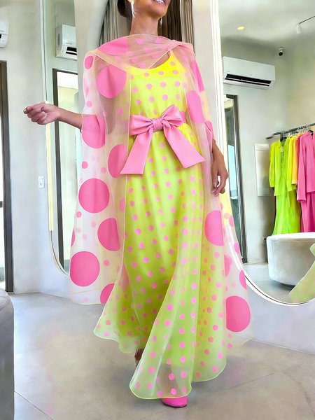 Elegant Polka Dots Printing Shawl Collar Maxi Dress Belt, Green, Maxi Dresses
Elegant Polka Dots Printing Shawl Collar Maxi Dress Belt, Green, Maxi Dresses