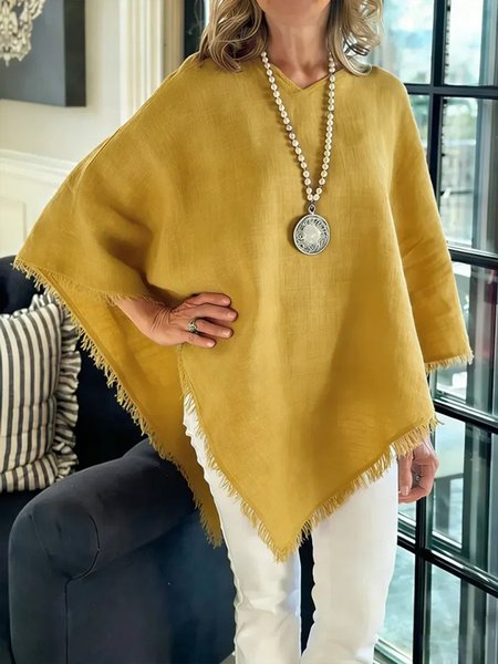 V Neck Three Quarter Sleeve Plain Regular Loose Blouse For Women, Yellow, Blouses
V Neck Three Quarter Sleeve Plain Regular Loose Blouse For Women, Yellow, Blouses
