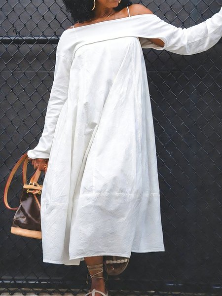 Casual Plain Spaghetti Midi Dress With Shawl, White, Midi Dresses
Casual Plain Spaghetti Midi Dress With Shawl, White, Midi Dresses