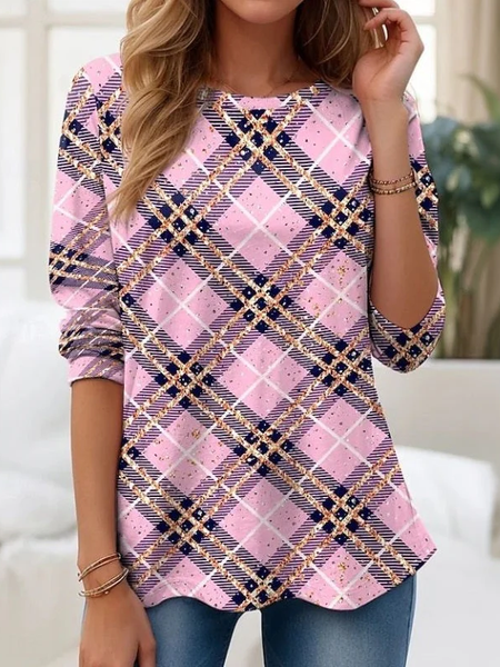 Women Plaid Long Sleeve Tee T-shirt Crew Neck Printing Casual Tunic Spring/Fall Top, Pink, T-Shirts
Women Plaid Long Sleeve Tee T-shirt Crew Neck Printing Casual Tunic Spring/Fall Top, Pink, T-Shirts
