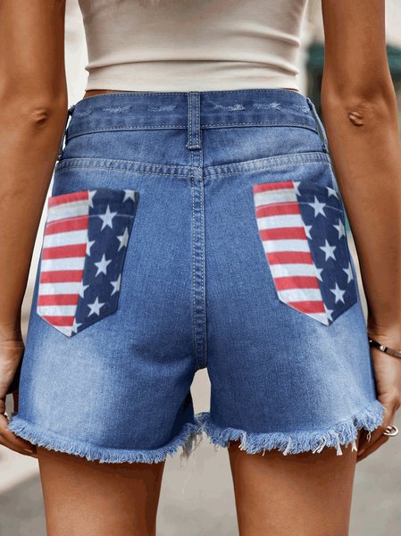 American Flag Denim Blue Straight Leg Button Fly Shorts, Denim Shorts
American Flag Denim Blue Straight Leg Button Fly Shorts, Denim Shorts