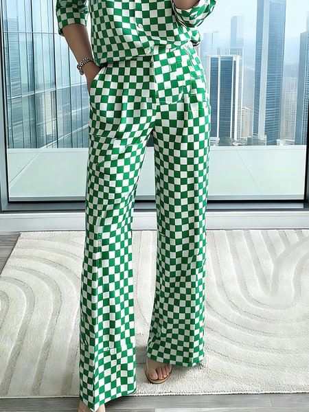 Urban Plaid Printing Straight Pants, Green, Pants
Urban Plaid Printing Straight Pants, Green, Pants