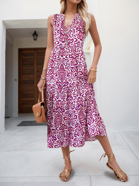 Women Ethnic Geometry Summer Dress V Neck Sleeveless Fit & Flare Dress A-Line Dress, Rose red, Dresses
Women Ethnic Geometry Summer Dress V Neck Sleeveless Fit & Flare Dress A-Line Dress, Rose red, Dresses