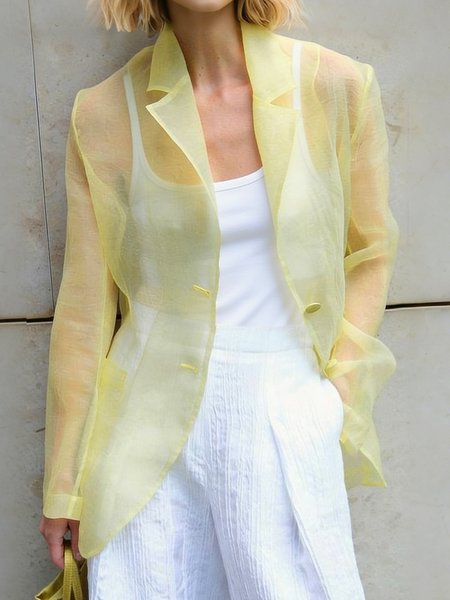Casual Buttoned Plain Lapel Collar Kimono, Yellow, Kimonos
Casual Buttoned Plain Lapel Collar Kimono, Yellow, Kimonos
