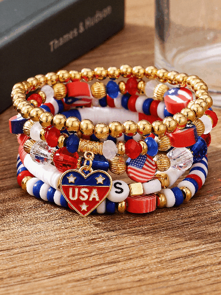 America 250 Freedom Heart Bracelet Stack, Color10, Bracelets
America 250 Freedom Heart Bracelet Stack, Color10, Bracelets