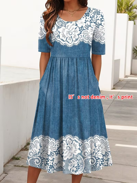 Women Floral Summer Printing Dress Crew Neck Short Sleeve Shift Dress H-Line Dress, Blue, Dresses
Women Floral Summer Printing Dress Crew Neck Short Sleeve Shift Dress H-Line Dress, Blue, Dresses