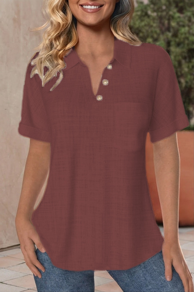 V Neck Short Sleeve Plain Regular Regular Fit Blouse For Women, Red, Blouses
V Neck Short Sleeve Plain Regular Regular Fit Blouse For Women, Red, Blouses