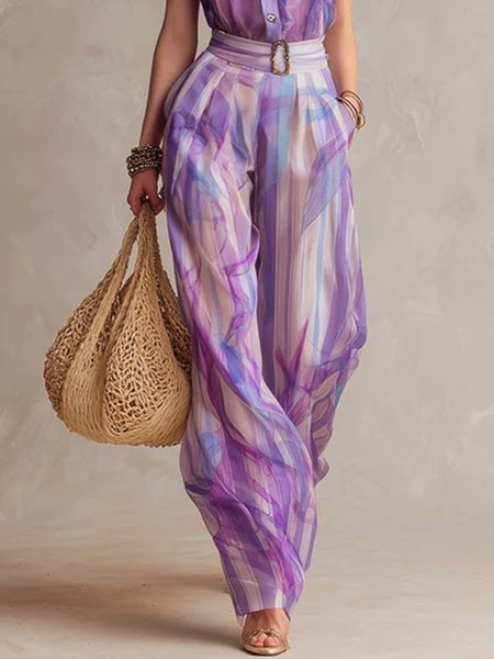 Urban Abstract Printing Straight Pants With Belt, Purple, Pants
Urban Abstract Printing Straight Pants With Belt, Purple, Pants