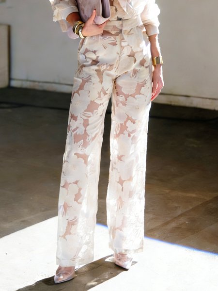 Elegant Plain Straight Pants, White, Pants
Elegant Plain Straight Pants, White, Pants