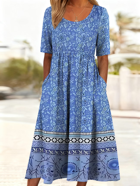 Women Floral Short Sleeve Crew Neck Printing Dress Daily Casual Maxi Shift Dress H-Line Summer Dress, Blue, Casual Dresses
Women Floral Short Sleeve Crew Neck Printing Dress Daily Casual Maxi Shift Dress H-Line Summer Dress, Blue, Casual Dresses