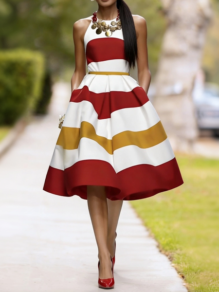 Elegant Color Block Crew Neck Knee Length Dress No Belt, As picture, Cocktail Dresses
Elegant Color Block Crew Neck Knee Length Dress No Belt, As picture, Cocktail Dresses