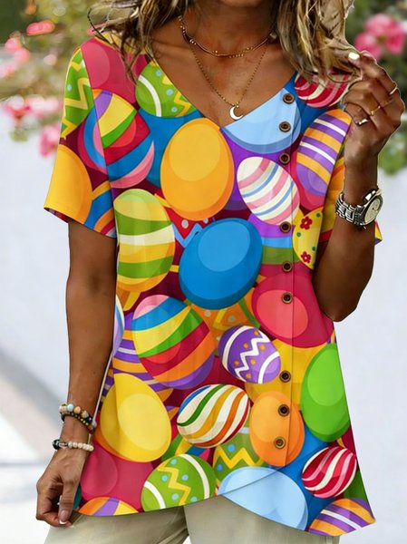 V Neck Short Sleeve 3D Printing Regular Loose Shirt For Women, As picture, T-shirts
V Neck Short Sleeve 3D Printing Regular Loose Shirt For Women, As picture, T-shirts