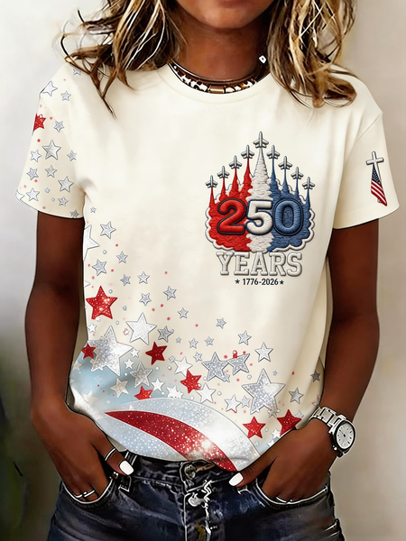 Casual Star Crew Neck Short Sleeve T-shirt, Cream, T-shirts
Casual Star Crew Neck Short Sleeve T-shirt, Cream, T-shirts