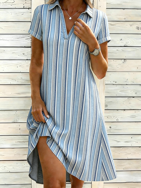 Women Striped All Season Dress Shawl Collar Short Sleeve Shirt Dress A-Line Dress, Blue, Dresses
Women Striped All Season Dress Shawl Collar Short Sleeve Shirt Dress A-Line Dress, Blue, Dresses