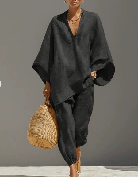 Women Plain Two-Piece Set Daily Half Sleeve Vintage Summer Top With Pants Matching Set, Black, Sets
Women Plain Two-Piece Set Daily Half Sleeve Vintage Summer Top With Pants Matching Set, Black, Sets