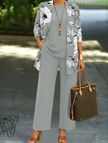Women Floral Printing Matching Outfit Daily Long Sleeve Casual Spring/Fall Multi-Piece Set Matching Set, Gray, Suit Set
Women Floral Printing Matching Outfit Daily Long Sleeve Casual Spring/Fall Multi-Piece Set Matching Set, Gray, Suit Set