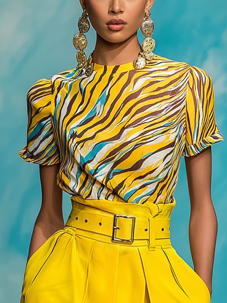 Urban Zebra Printing Crew Neck T-shirt, Yellow, Tees
Urban Zebra Printing Crew Neck T-shirt, Yellow, Tees