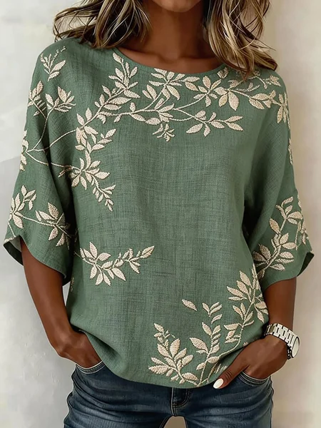 Crew Neck Half Sleeve 3D Printing Lightweight Loose Shirt For Women, Green, Blouses
Crew Neck Half Sleeve 3D Printing Lightweight Loose Shirt For Women, Green, Blouses