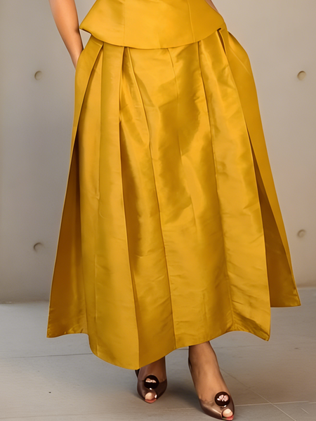 Elegant Plain Loosen Maxi Skirt, Yellow, Skirts
Elegant Plain Loosen Maxi Skirt, Yellow, Skirts