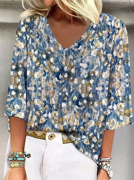 Women Random Print Short Sleeve Tee T-shirt V Neck Elegant Summer Top, As picture, T-Shirts
Women Random Print Short Sleeve Tee T-shirt V Neck Elegant Summer Top, As picture, T-Shirts