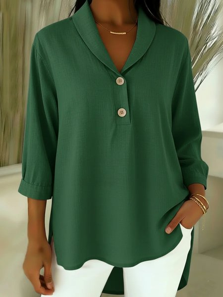 Shawl Collar Half Sleeve Plain Regular Loose Shirt For Women, Green, Blouses
Shawl Collar Half Sleeve Plain Regular Loose Shirt For Women, Green, Blouses