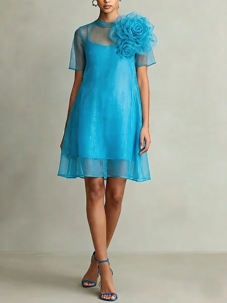 Urban Plain 3D Floral Crew Neck Mini Dress, Blue, Mini Dresses
Urban Plain 3D Floral Crew Neck Mini Dress, Blue, Mini Dresses