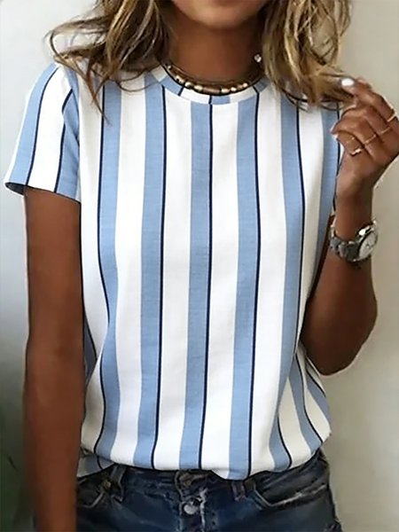 Women Striped Short Sleeve Tee T-shirt Crew Neck Casual Summer Top, Color2, T-Shirts
Women Striped Short Sleeve Tee T-shirt Crew Neck Casual Summer Top, Color2, T-Shirts