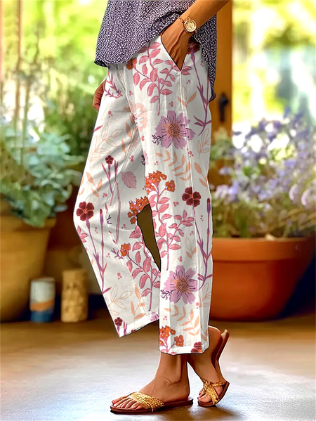 Women Floral Ankle Pants Pants Casual Spring/Fall Trousers, White, Pants
Women Floral Ankle Pants Pants Casual Spring/Fall Trousers, White, Pants