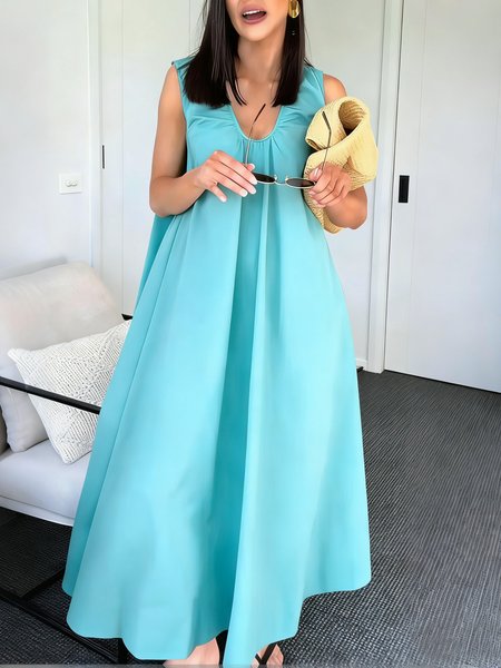 Cotton Casual Plain U-Neck Loosen Maxi Dress, Blue, Maxi Dresses
Cotton Casual Plain U-Neck Loosen Maxi Dress, Blue, Maxi Dresses